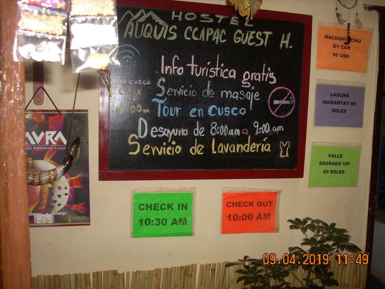 Auquis Ccapac Guest House Cuzco Eksteriør bilde